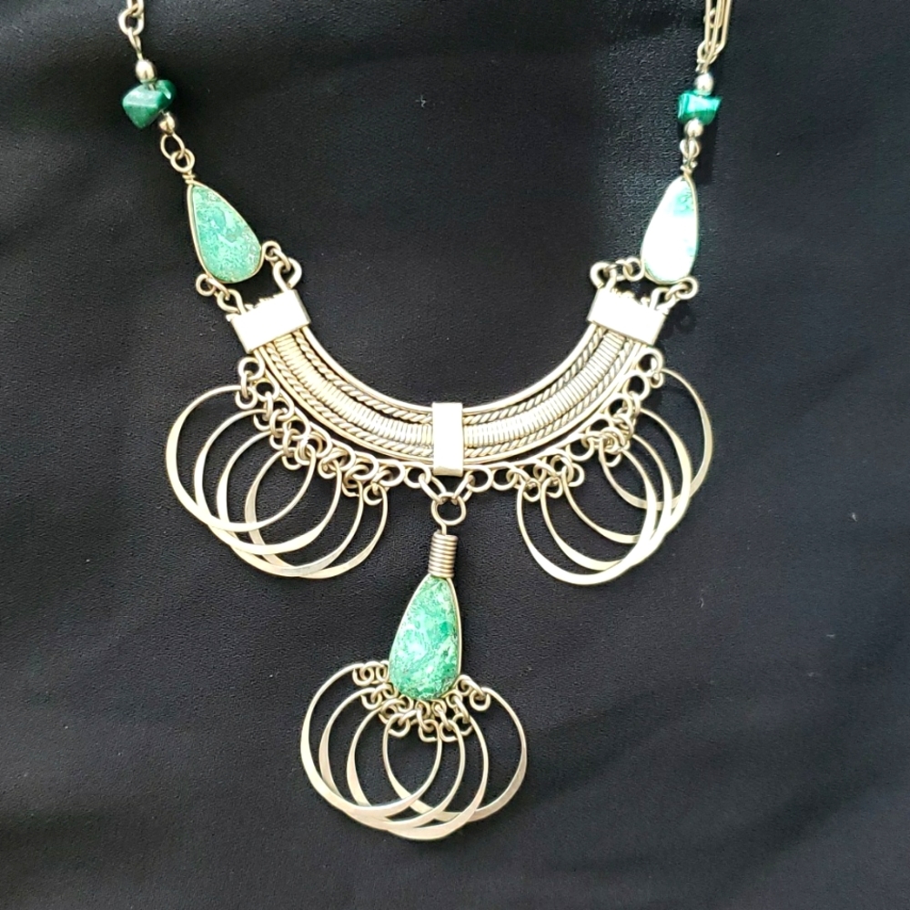 Silvertone Ethnic Style  Necklace